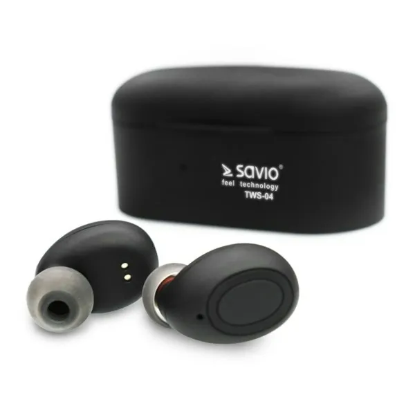 Bluetooth ausinės Savio TWS-04 Juoda Grafito