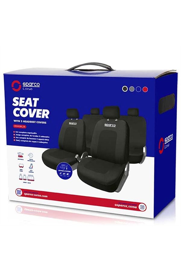 Sėdynių užvalkalų komplektas Sparco Sport Juoda