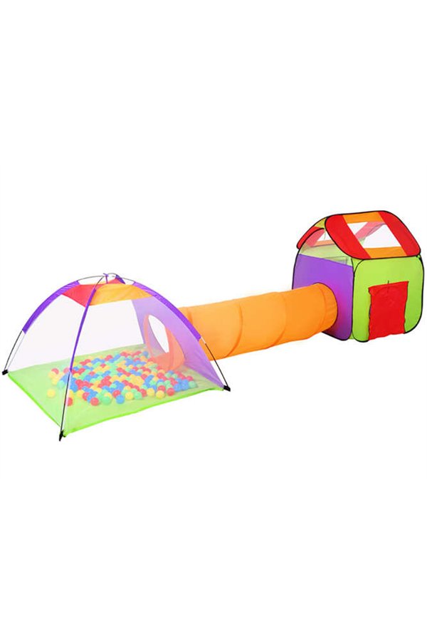 Bērnu telts MĀJA + tunelis + 200 bumbiņas
