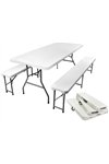 Folding garden table 180cm + 2 benches