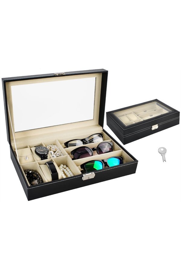 Watch and glasses organizer black