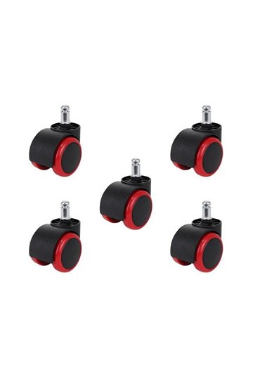 Office chair wheels - 5 pcs - red