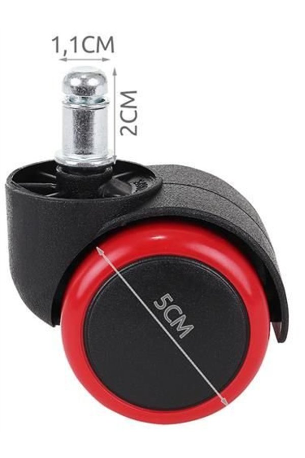 Office chair wheels - 5 pcs - red