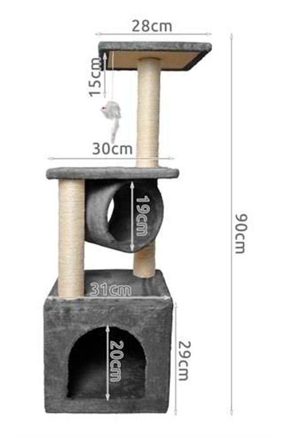 Cat tree 90 cm gray