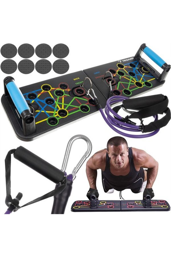 Push-up board/grip with ropes