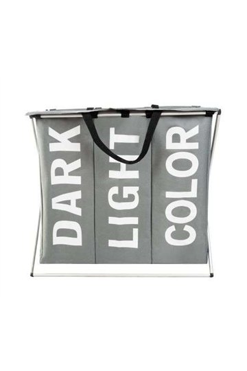 Laundry basket - 3 compartments on a foldable frame