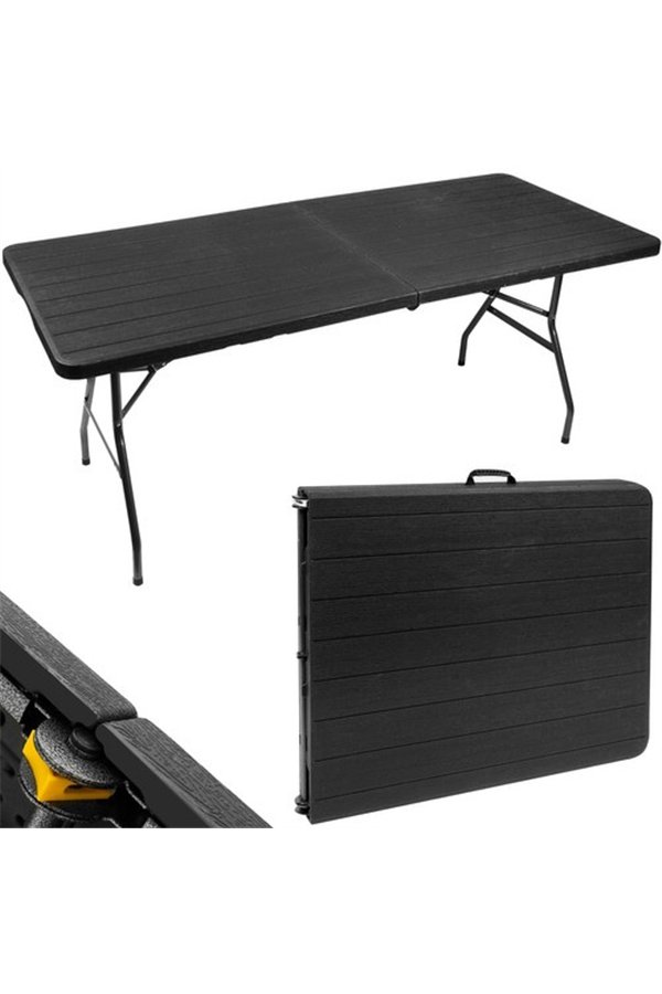 Folding garden table black 180cm