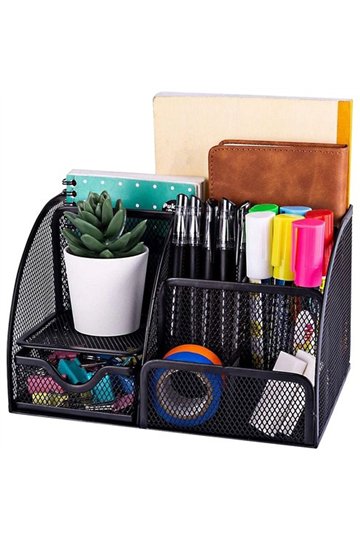 Desk organizer - 6 compartments - black