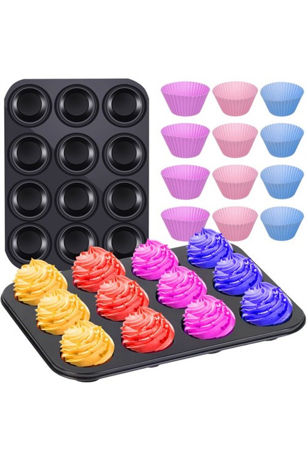 Baking tray + 12 silicone molds