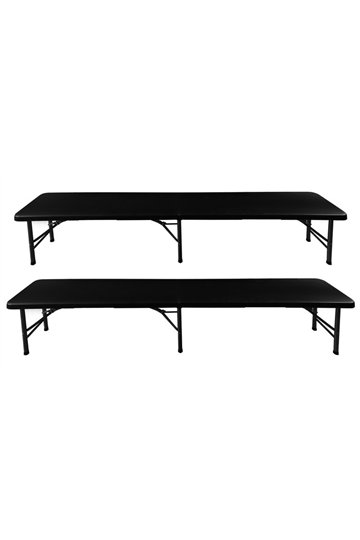 Folding garden table 180cm + 2 benches - black