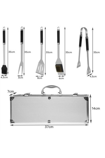 Barbecue tools - set of 5 accessories + case