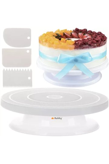 Rotating cake stand + 3 spatulas for decorating cakes