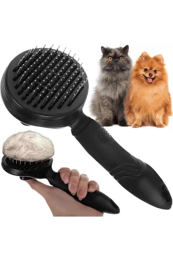Self-cleaning fur brush