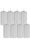 White cylinder candle - set of 8