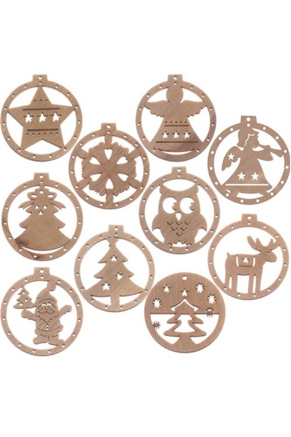 Wooden baubles - 10 pcs