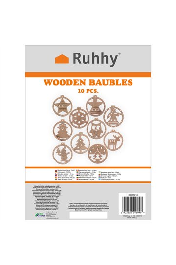Wooden baubles - 10 pcs