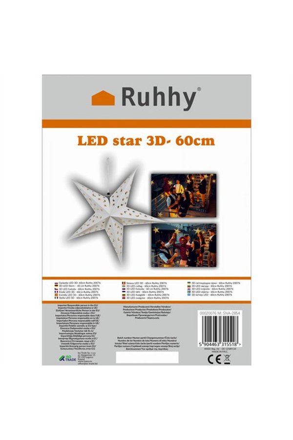 3D LED Star - 60cm Ruhhy 20076