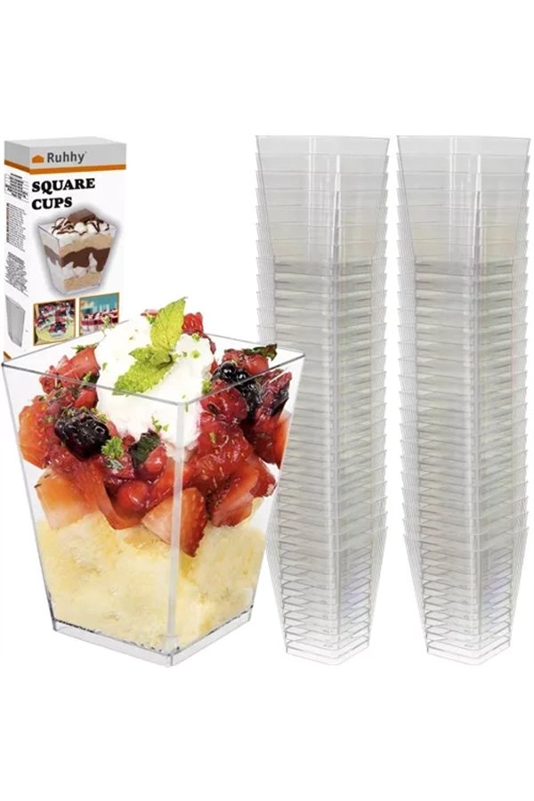 Square cups - 50pcs. 120ml Ruhhy 21164