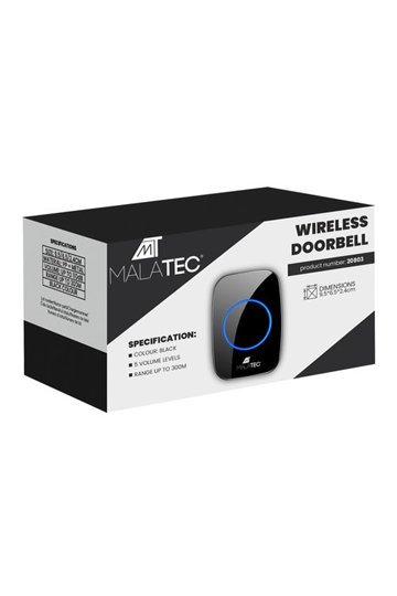 Bezvadu durvju zvans melns Malatec 21803