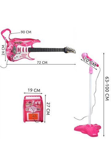 Gitara + mikrofonas + stiprintuvas rožinė 22407