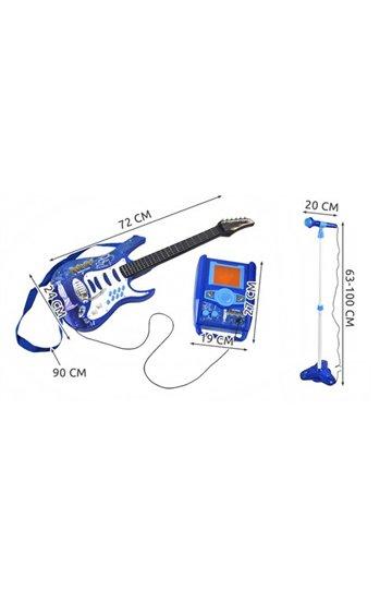 Electric guitar + microphone + amplifier blue 22409