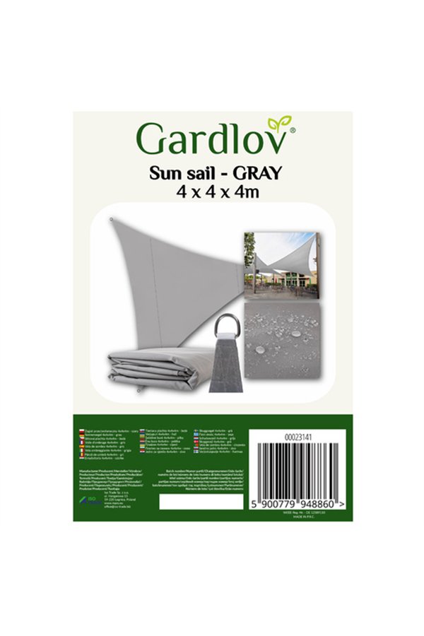 Aurinkovarjon purje 4x4x4m-harmaa Gardlov 23141