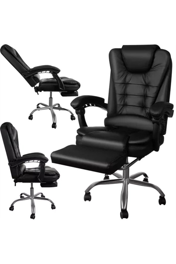 Office chair with footrest - black Malatec 23286