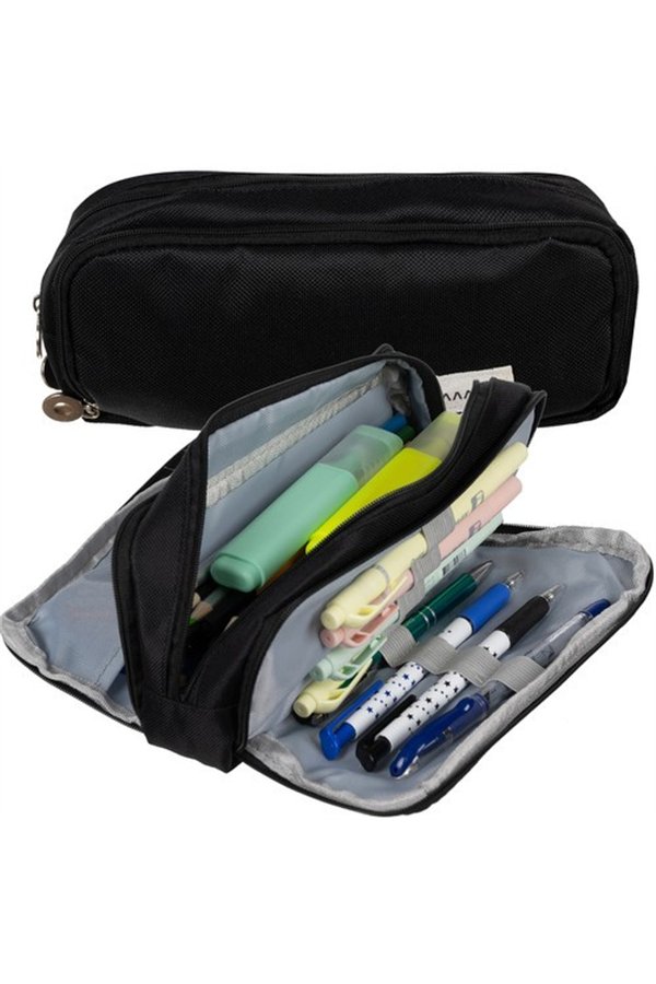 Triple foldable pencil case - black Maaleo 24476