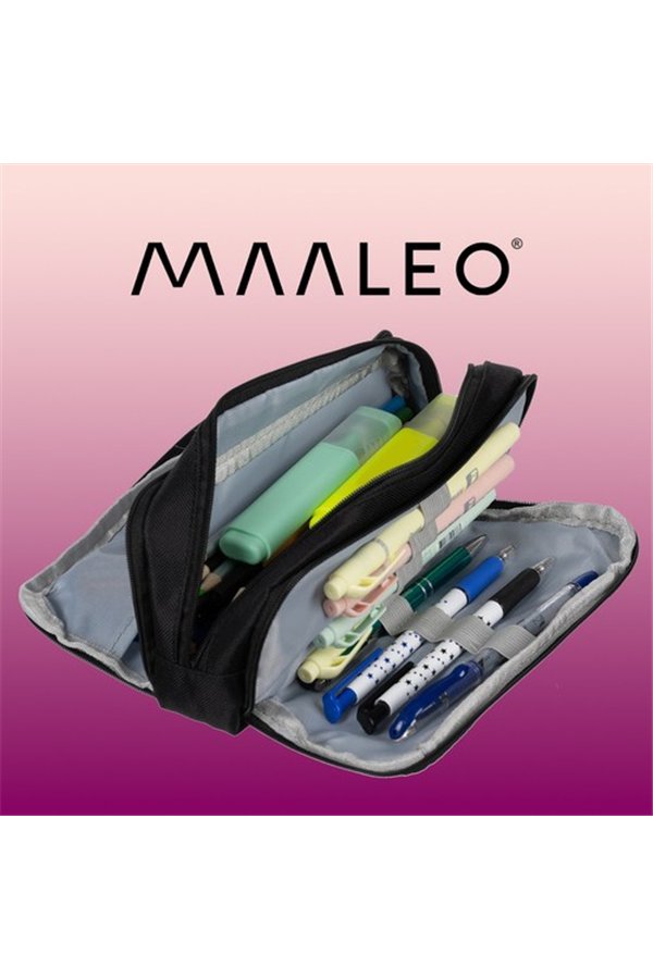 Triple foldable pencil case - black Maaleo 24476