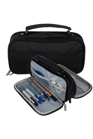 Double extendable pencil case - black Maaleo 24516
