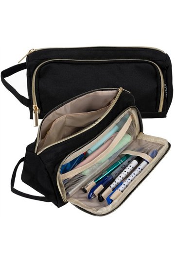 Double extendable pencil case - black Maaleo 24502