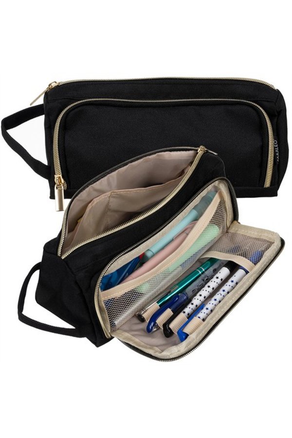 Double extendable pencil case - black Maaleo 24502