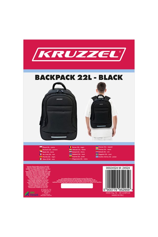 Reppu 22L - musta Kruzzel 24524