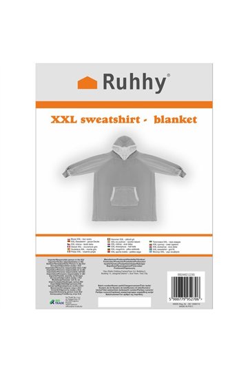 Толстовка XXL - серое одеяло Ruhhy 24402