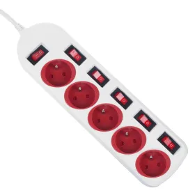 Strāvas virtene - 5 ligzdas ar Slēdzi MacLean MCE204 R/W (1,5 m)
