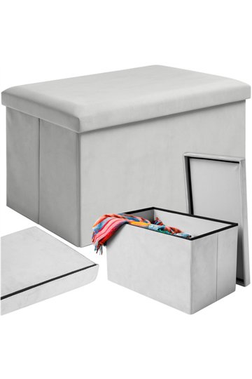 Gray velvet pouf 60x30x30 cm Ruhhy 25994