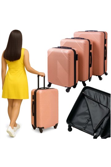 3-in-1 suitcase set - pink Trizand 26663