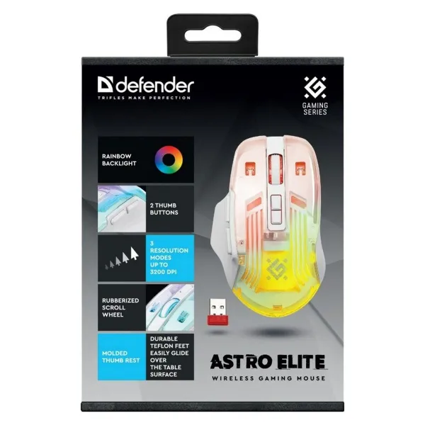Mänguri Hiir Defender GM-056 ASTRO ELITE Valge 3200 DPI