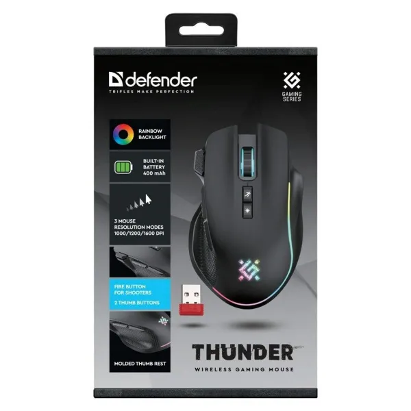 Žaidimų pelė Defender GM-213 THUNDER Juoda