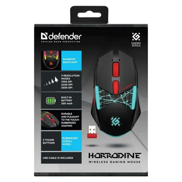 Žaidimų pelė Defender GM-237 HORRODINE Juoda 3200 DPI