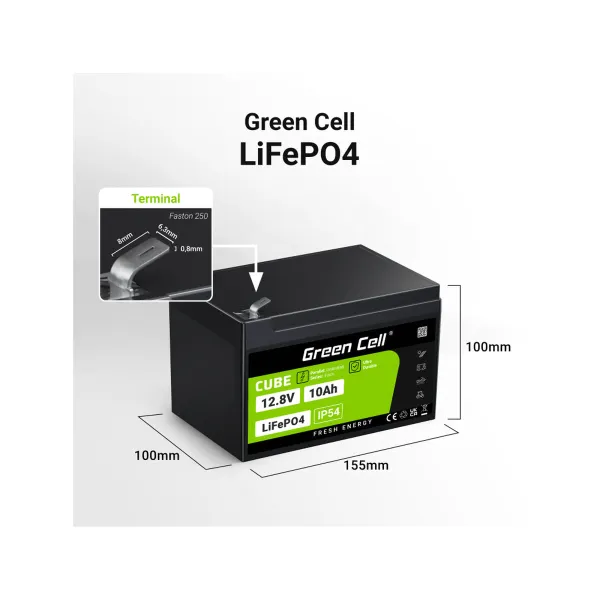 Battery for Uninterruptible Power Supply System UPS Green Cell LFPGC12V10AH 10 Ah
