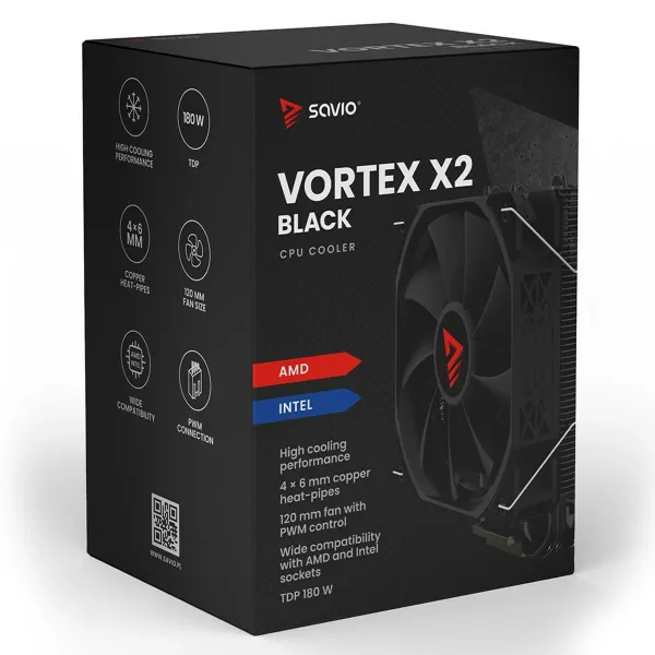 CPU ventiliatorius Savio VORTEX X2 BLACK