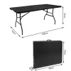 Folding garden table black 180cm