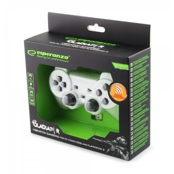 Belaidis žaidimų pultelis Esperanza Gladiator GX600 USB 2.0 Balta PC PlayStation 3