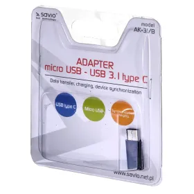 Micro USB - USB-C adapteris Savio AK-31 / B