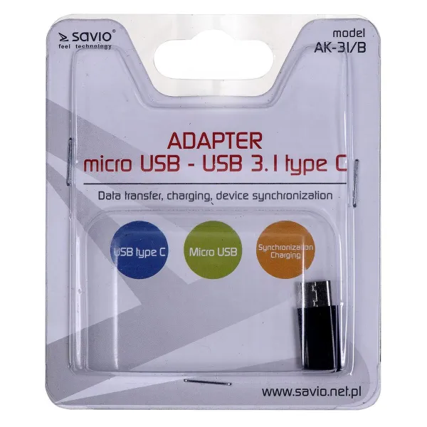 Micro USB - USB-C adapteris Savio AK-31 / B