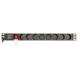 Schuko 19" 8 virzienu daudzligzdu adapteris ar ieslēgšanas/izslēgšanas slēdzi GEMBIRD EG-PDU-014-F (3 m)