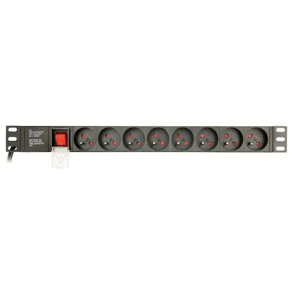 Schuko 19" 8 virzienu daudzligzdu adapteris ar ieslēgšanas/izslēgšanas slēdzi GEMBIRD EG-PDU-014-F (3 m)