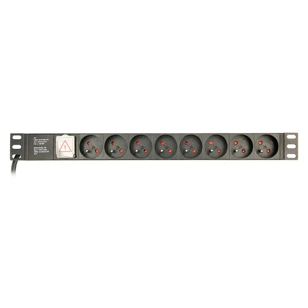 Schuko 19" 8 virzienu daudzligzdu adapteris ar ieslēgšanas/izslēgšanas slēdzi GEMBIRD EG-PDU-014-F (3 m)