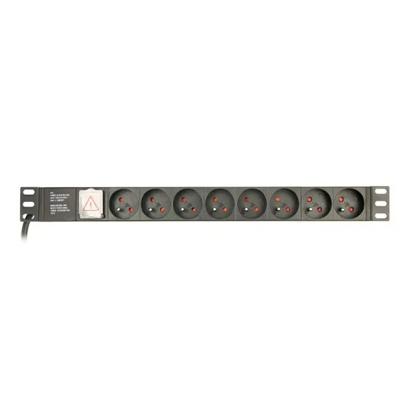 Schuko 19" 8 virzienu daudzligzdu adapteris ar ieslēgšanas/izslēgšanas slēdzi GEMBIRD EG-PDU-014-FC14 (3 m)